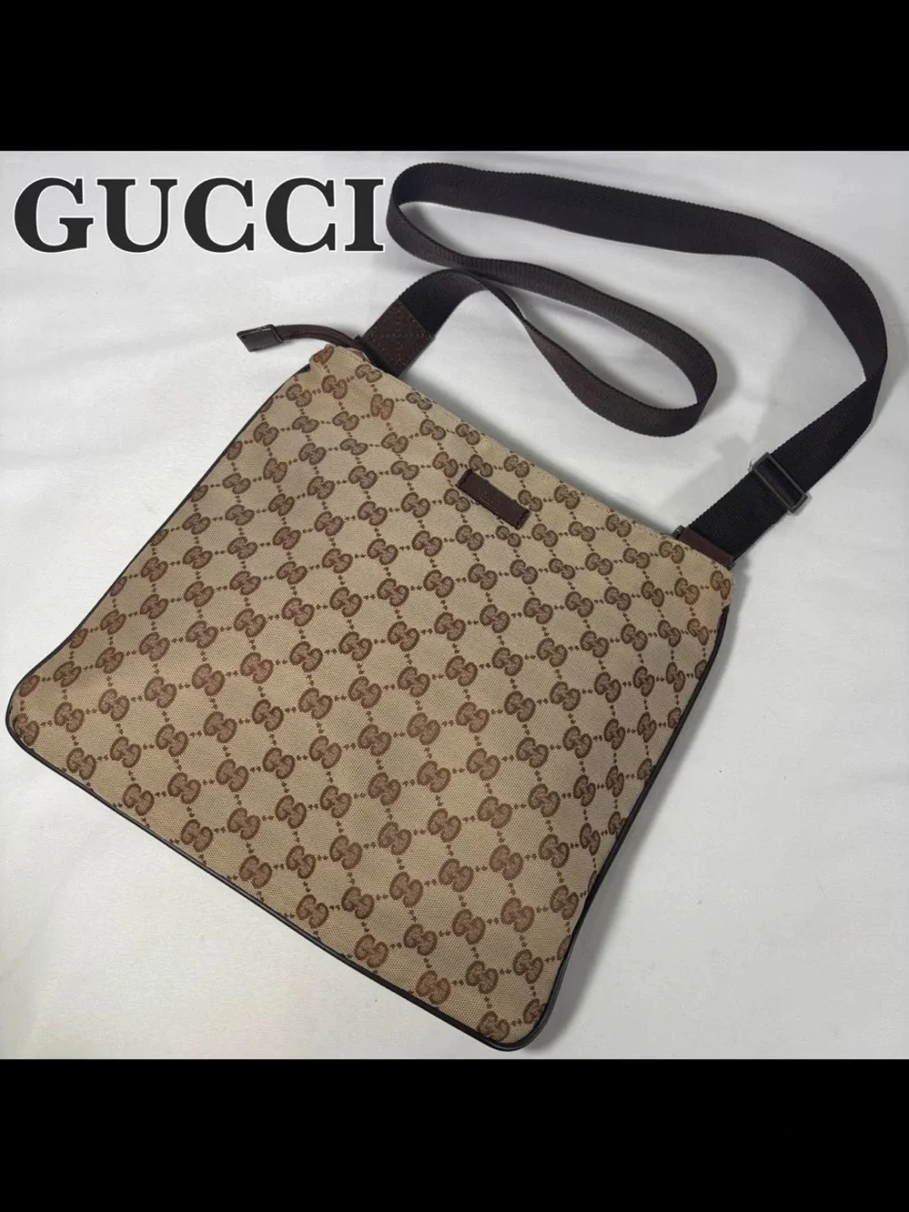 Gucci Beige and Brown GG Canvas Messenger Bag